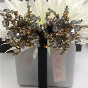 Clip on Vintage Gold &Silver Crystal Earring